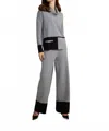 Picadilly Wide Leg Knitted Pants In Gray And Black In Multi