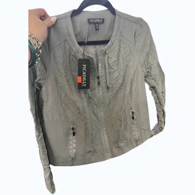 Picadilly Women's Crop Jacket With Zip In Pebble Gray