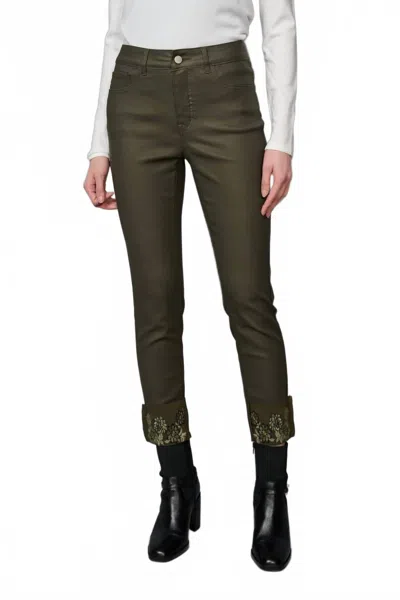 Picadilly Women's Embellished Cuff Cropped Jeans In Capers In Brown