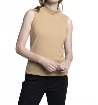 Picadilly Women's Mock Neck Tank Top In Sesame In Gray