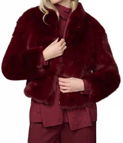 Picadilly Zip-front Faux Fur Jacket In Bourdeaux In Burgundy