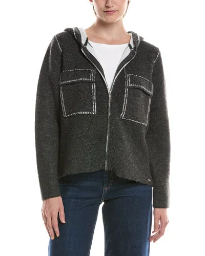Picadilly Zip Front Hooded Wool-blend Jacket In Gray