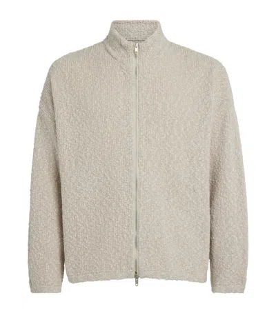 Picante Boucle Hover Zip-up Cardigan In Grey