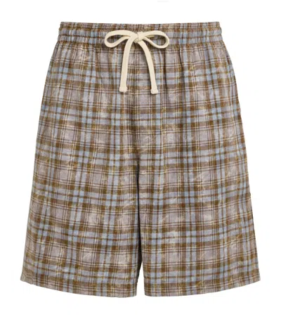 Picante Cotton Bleached Check Rocco Shorts In Multi