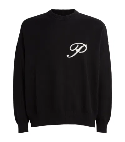 Picante Gallery Knit Cotton Jumper In Black
