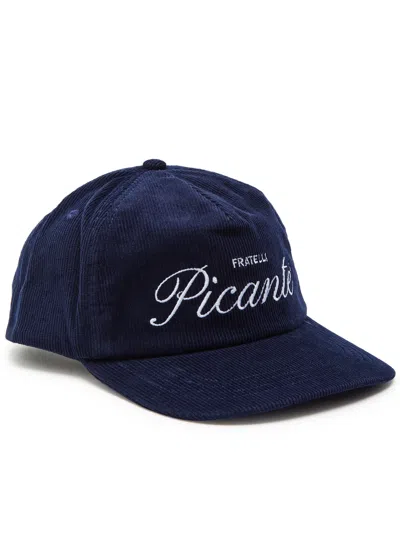 Picante Fratelli Logo-embroidered Corduroy Cap In Blue