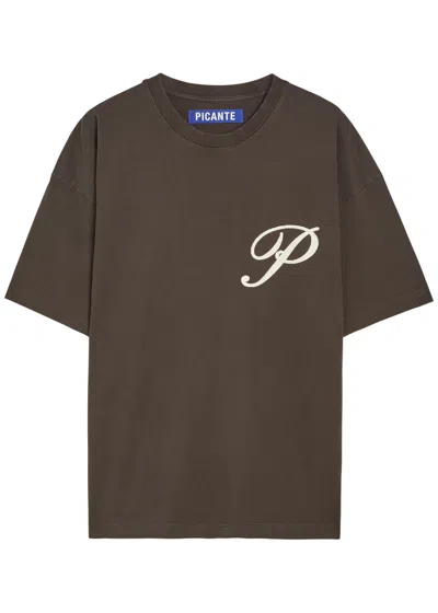 Picante Gallery Logo Cotton T-shirt In Brown