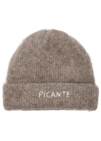 Picante Logo-embroidered Alpaca-blend Beanie In Brown