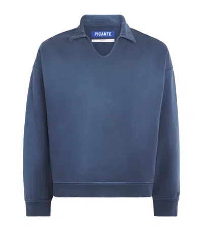 Picante Organic Cotton Everyday Polo Sweatshirt In Navy