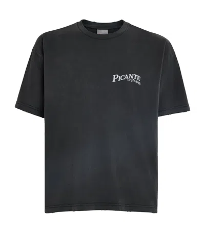 Picante Organic Cotton Peaks Patch Logo T-shirt In Black