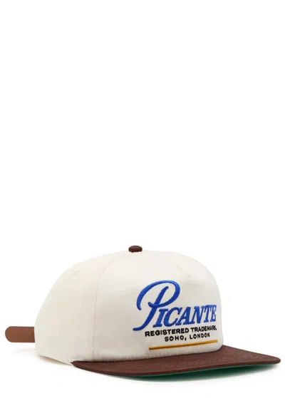 Picante Record Crew Embroidered Cotton Cap In Cream