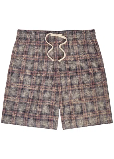 Picante Rocco Checked Cotton Shorts In Brown
