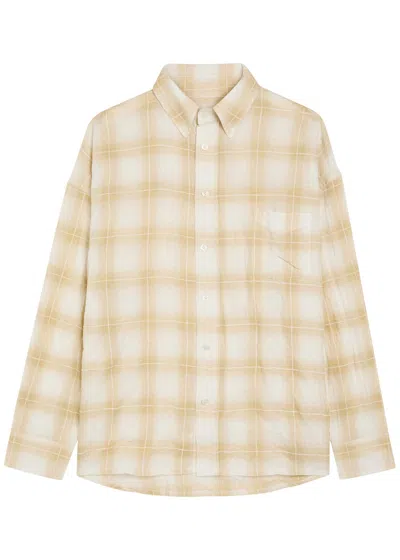 Picante Rocco Checked Crinkled Cotton-blend Overshirt In Ivory