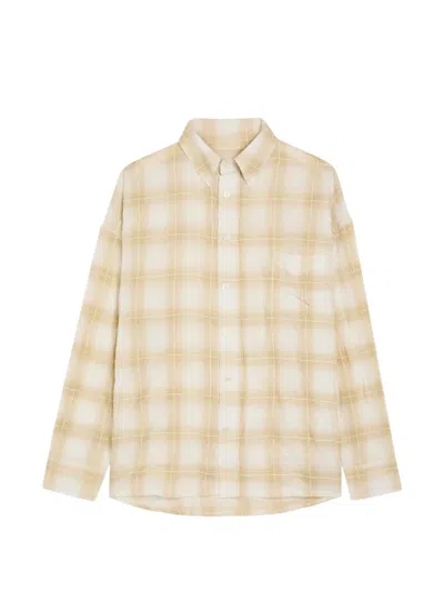 Picante Rocco Checked Crinkled Cotton-blend Overshirt In White