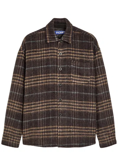 Picante Checked-pattern Chest-pocket Shirt In Brown