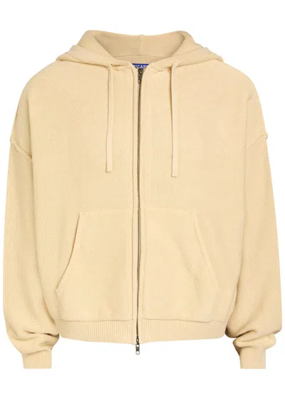 Picante Senna Logo Hooded Zip-through Cotton-knit Jumper In Sand