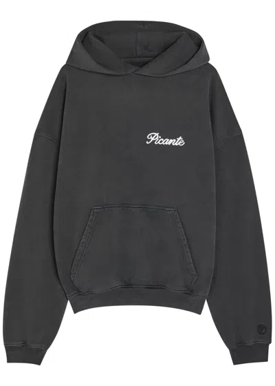 Picante Tailor Logo-embroidered Hooded Cotton Sweatshirt In Black