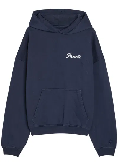 Picante Tailor Embroidered Hooded Cotton Sweatshirt In Blue