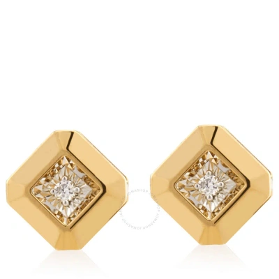 Picasso And Co 18k Yellow Gold Square Cut Diamond Earrings In Gold / Yellow