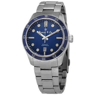 Pre-owned Picasso And Co Automatic Blue Dial Stainless Steel Men's Watch Pwsob001