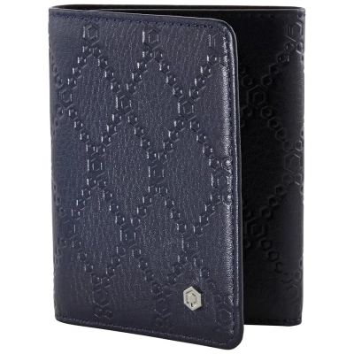 Picasso And Co C Double Fold Leather Wallet- Navy Blue