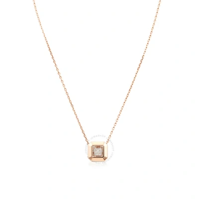 Picasso And Co Ladies 18k Rose Gold 0.032 Ct Square Cut Dancing Diamond Pendant Necklace