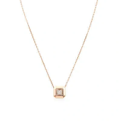 Pre-owned Picasso And Co Ladies 18k Rose Gold 0.032 Ct Square Cut Dancing Diamond Pendant In Check Description