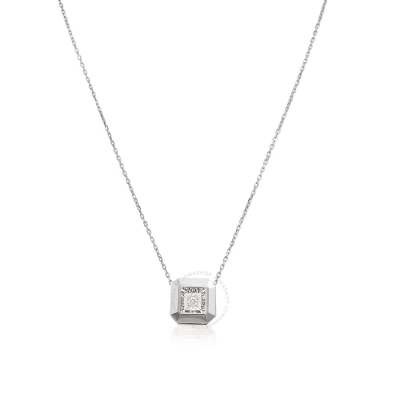 Picasso And Co Ladies 18k White Gold 0.032 Ct Square Cut. Dancing Diamond Pendant In Metallic