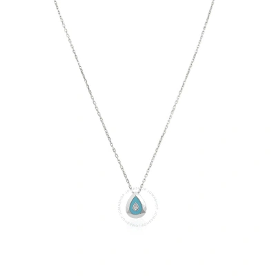 Picasso And Co Ladies 18k White Gold 0.05 Ct Pear Cut Diamond Pendant In Gold / Gold Tone / Turquoise / White