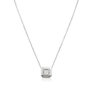 Pre-owned Picasso And Co Ladies 18k White Gold 0.032 Ct Square Cut. Dancing Diamond In Check Description