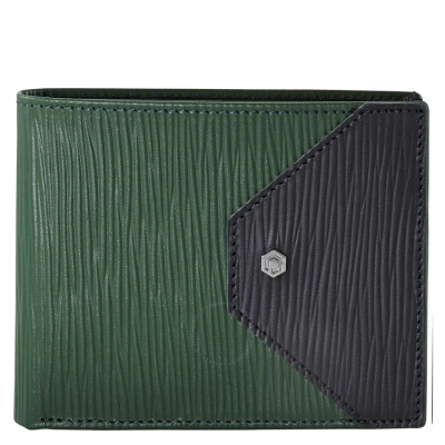 Picasso And Co Leather Wallet- Green/navy Blue