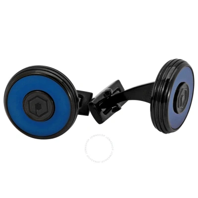 Picasso And Co Round Black And Blue Cufflinks In Black / Blue / Ink