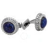 Picasso And Co Round Stainless Steel Cufflinks Witth Lapis Lazuli In Ink / Lapis