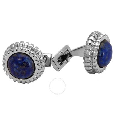 Picasso And Co Round Stainless Steel Cufflinks Witth Lapis Lazuli In Multi