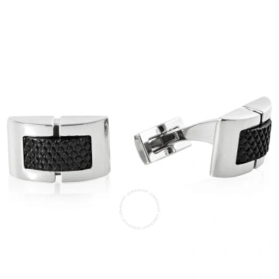 Picasso And Co Stainless Steel Cufflinks- Rhodium / Black In Metallic