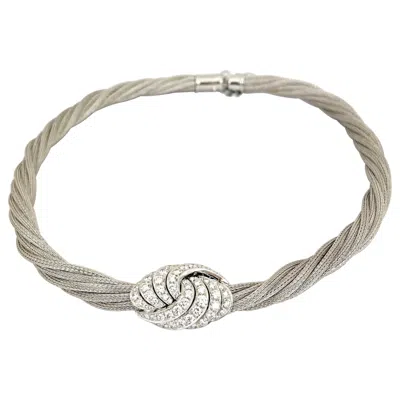 Pre-owned Picchiotti 18 Karat Gold Twist Choker Necklace 2.56 Carat Swirl Diamond Center In Multi
