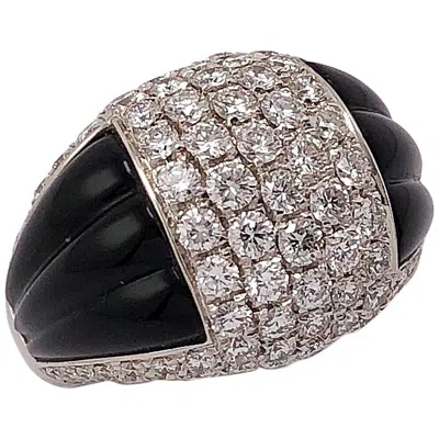 Pre-owned Picchiotti 18 Karat White Gold, 1.94 Carat Diamond And Black Onyx Ring