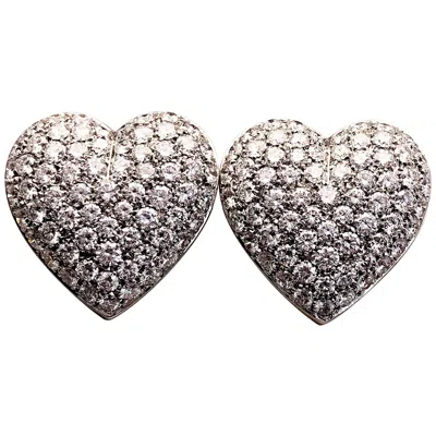 Pre-owned Picchiotti 18 Karat White Gold And 5.37 Carat, Diamond Heart Earrings