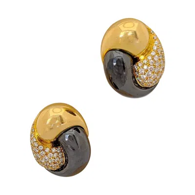 Pre-owned Picchiotti 18 Karat Yellow Gold, 2.27 Carat, Diamond And Hematite Earrings