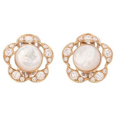 Pre-owned Picchiotti 18k Rose & White Gold Mother Of Pearl & Diamond Earrings