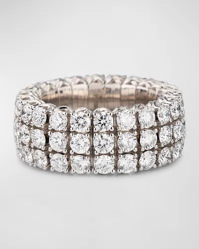Picchiotti 18k White Gold Xpandable Three-row Diamond Ring In Metallic