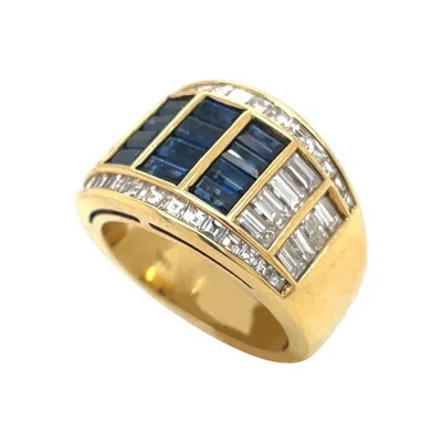 Pre-owned Picchiotti 18kt Yellow Gold 2.14ct Diamond & 1.68ct Blue Sapphire Band Ring