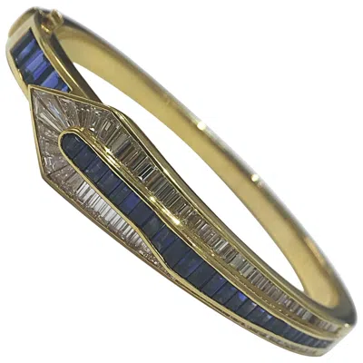 Pre-owned Picchiotti Invisibly Set Sapphire And Diamond 18 Karat Gold Bracelet In Blue
