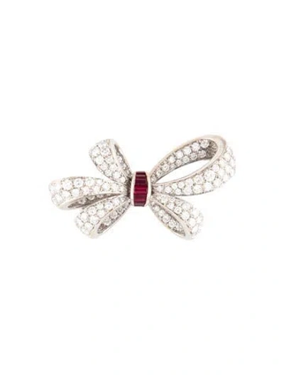 Pre-owned Picchiotti Ruby & 3.08ctw Diamond Bow Brooch In Multicolor