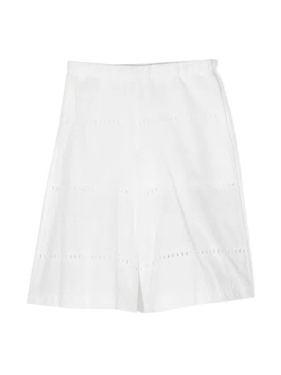 Piccola Ludo Kids' Broderie-anglaise Cotton Trousers In White