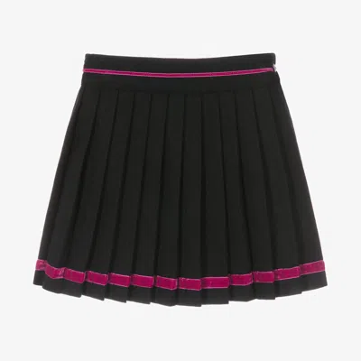 Piccola Speranza Babies' Girls Black Pleated Wool Skirt