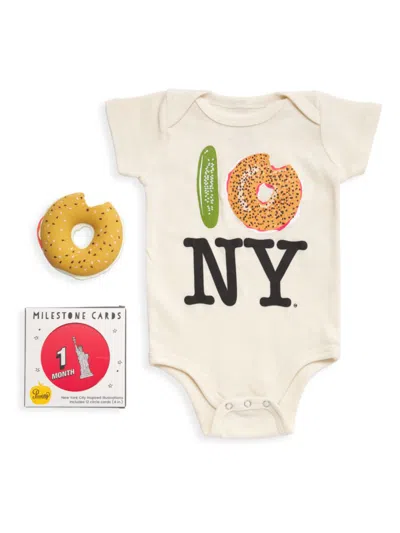 Piccoliny Baby's Pickle Bagel Milestone Gift Set In Neutral