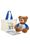 Piccoliny Tote, Book And Teddy Bear Stuffed Animal Set In Brown