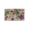 Pick Happy Women's Pink / Green / White Handbeaded Clucth Bag Botanica Bird Ivory In Multi