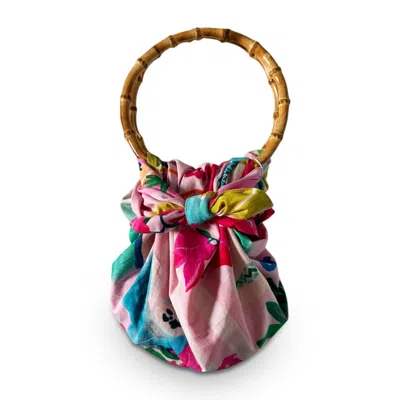 Pick Happy Women's Pink / Purple Japanese Bamboo Bag Handblock Cotton Palm Beach Limited In Pink/purple